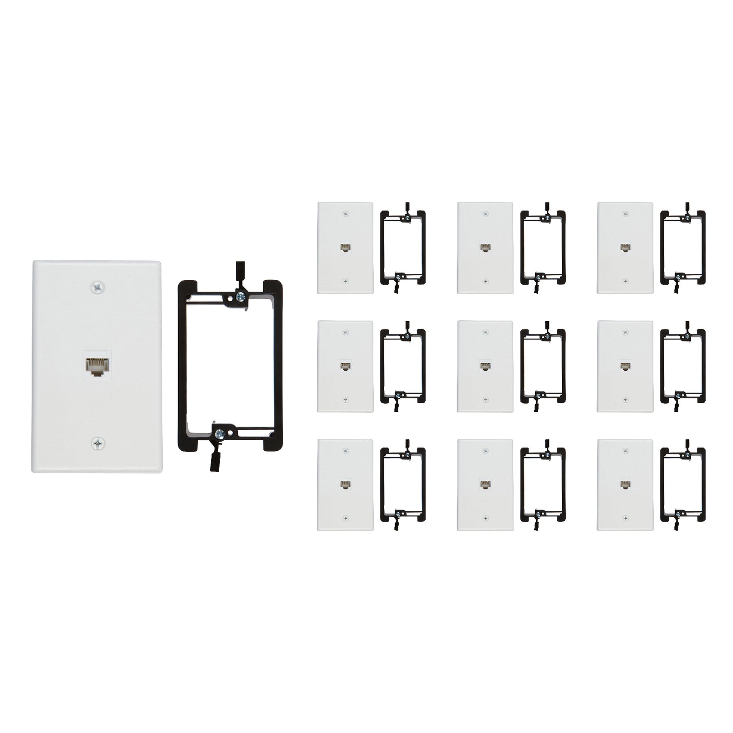 1 Port Cat6 Wall Plate, Female-Female with Mounting Bracket - Milena International Inc