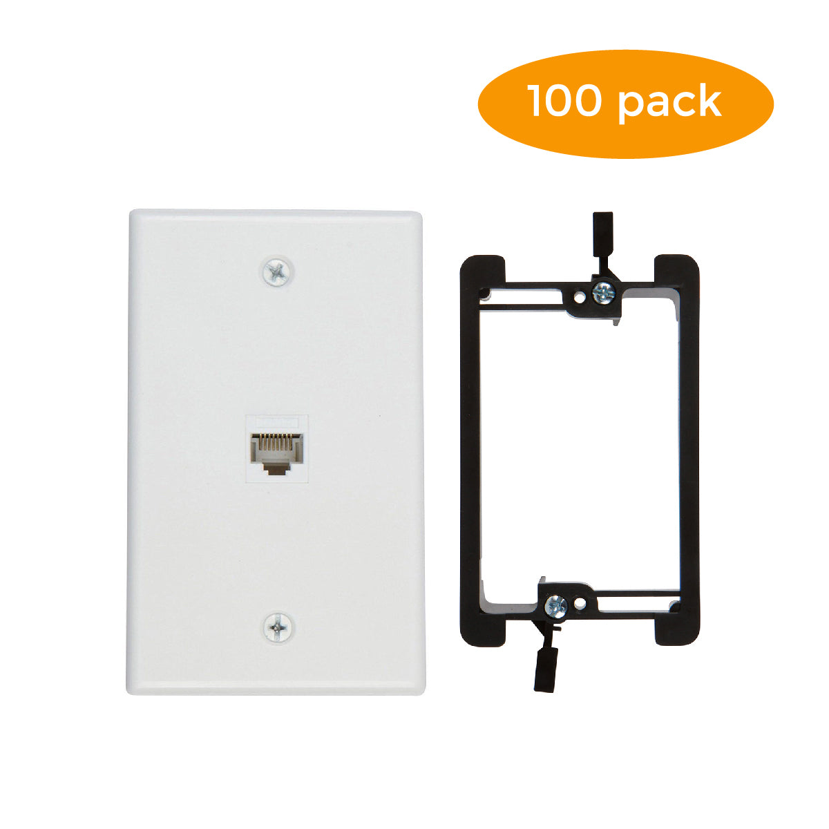 1 Port Cat6 Wall Plate, Female-Female with Mounting Bracket - Milena International Inc