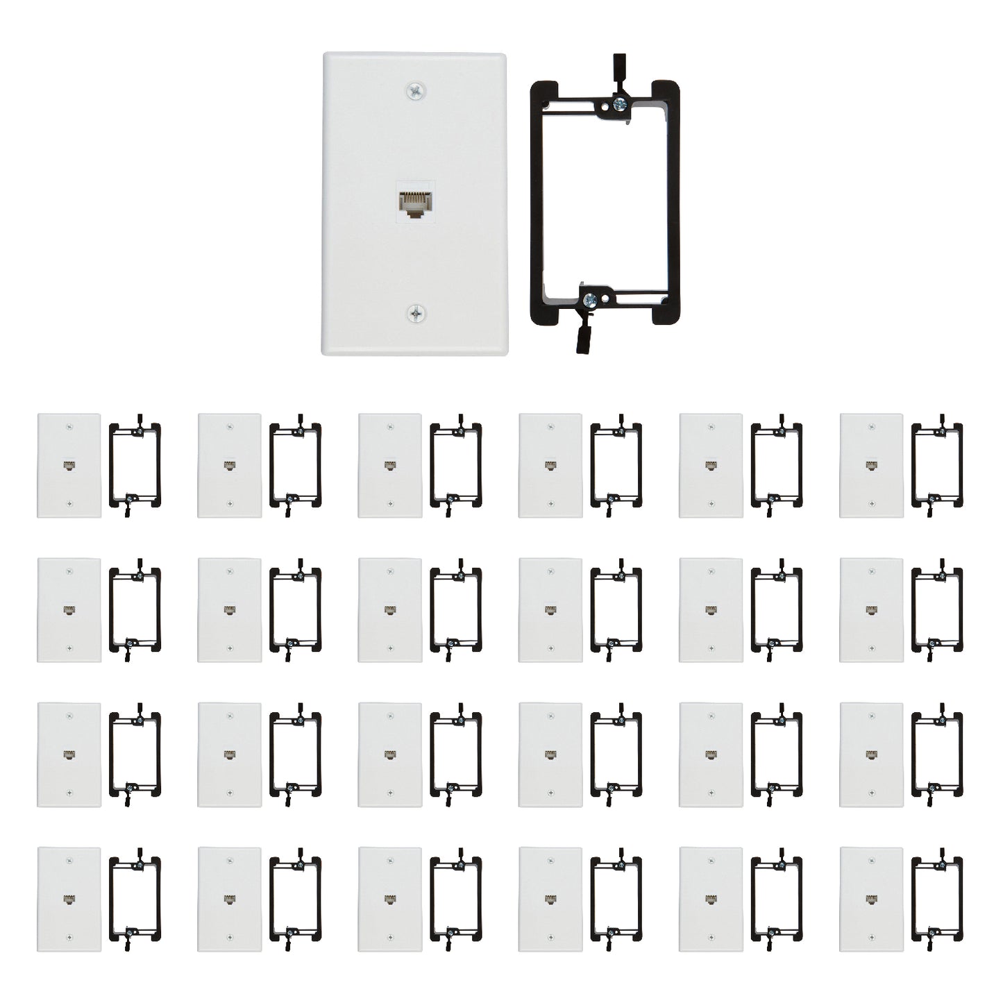 1 Port Cat6 Wall Plate, Female-Female with Mounting Bracket - Milena International Inc