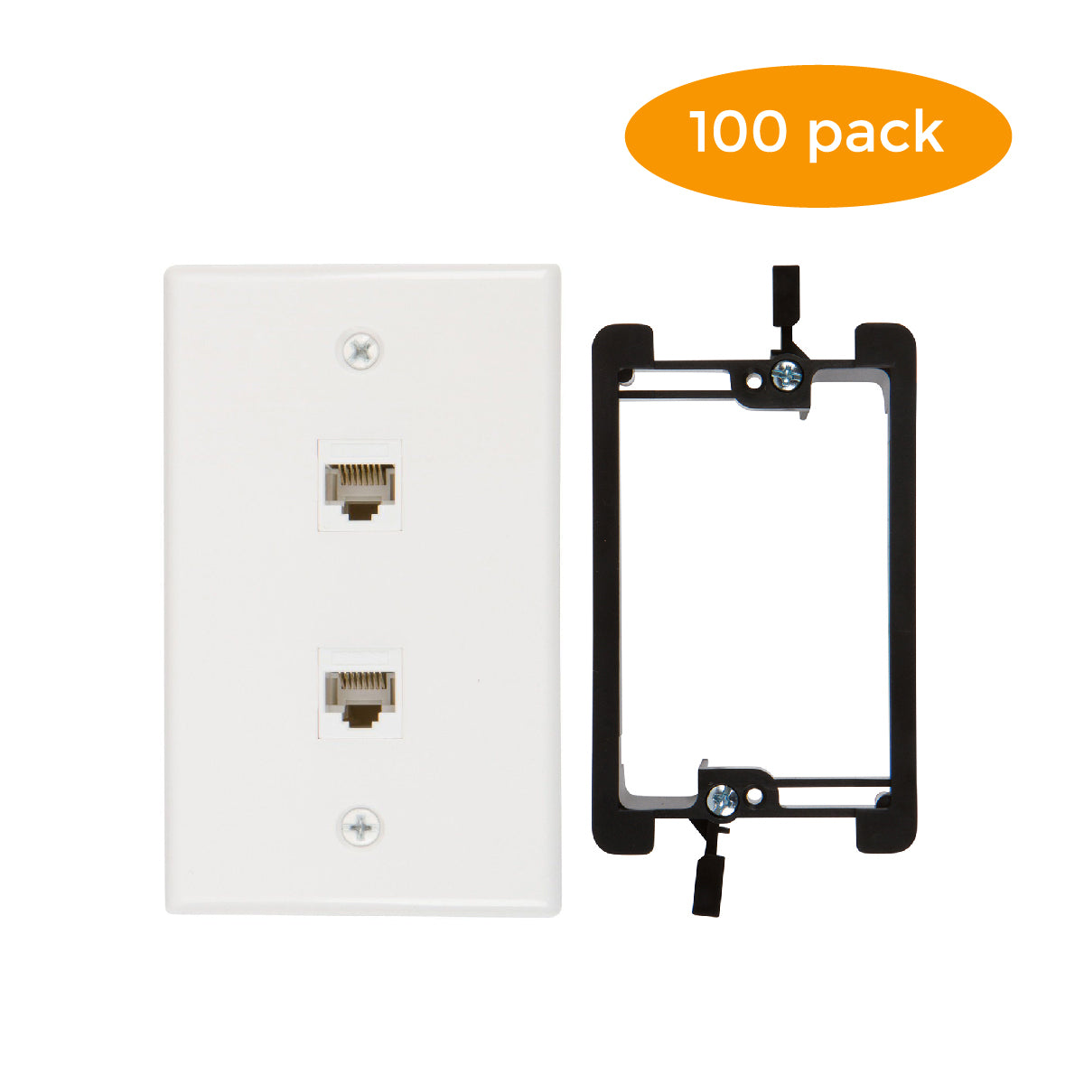 2 Port Cat6 Wall Plate, Female-Female with Mounting Bracket - Milena International Inc