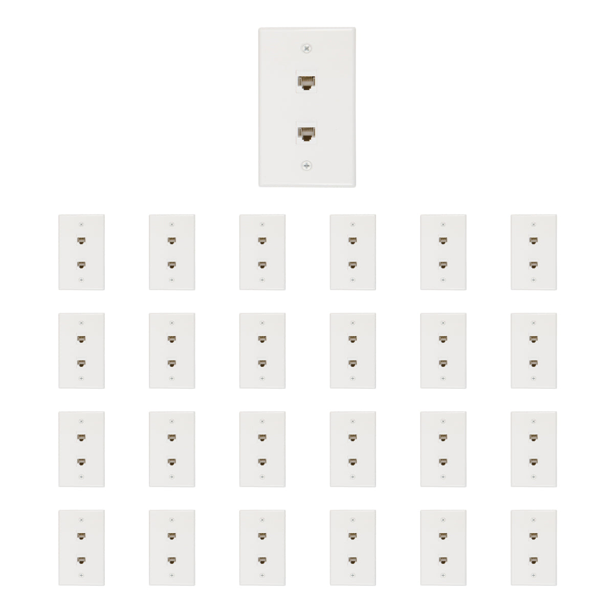 2 Port Cat6 Ethernet Wall Plate, Female-Female White (1, 2 Port) - Milena International Inc