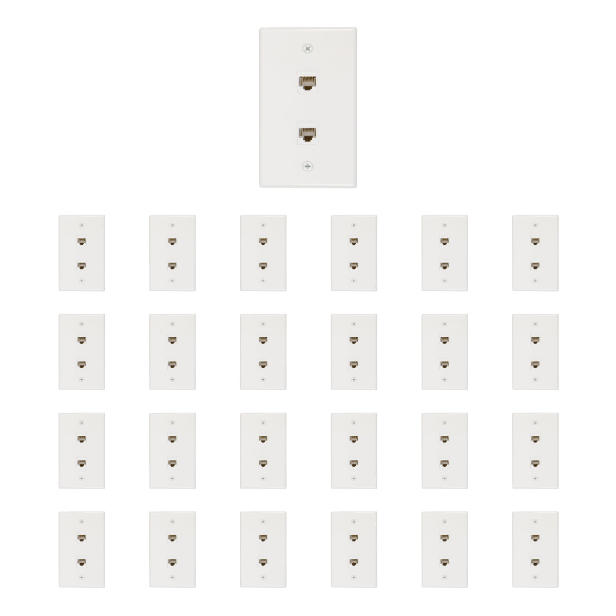 2 Port Cat6 Ethernet Wall Plate, Female-Female White (1, 2 Port) - Milena International Inc