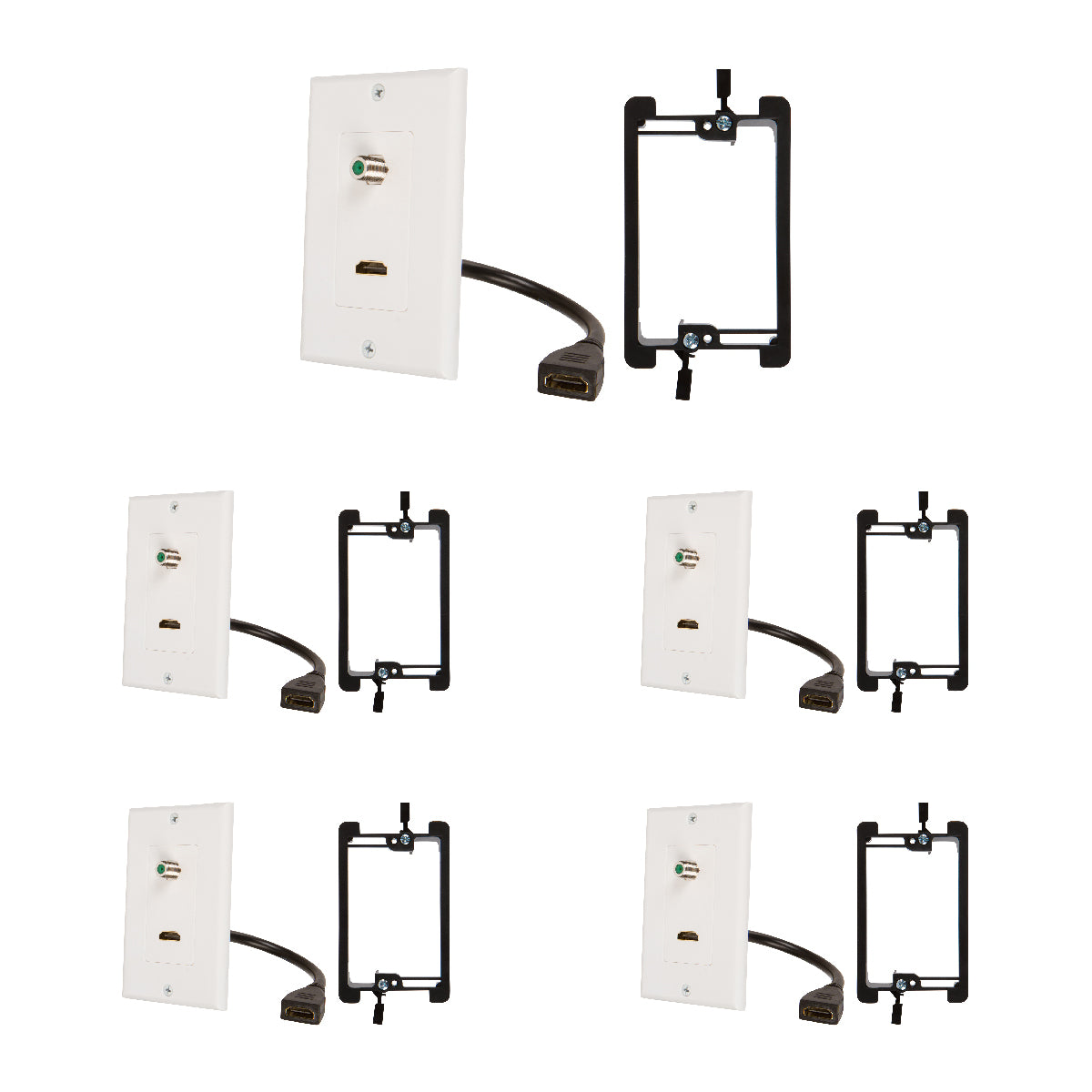 Buyer’s Point HDMI Pigtail 3GHz Coax Wall Plate with Single Gang Low Voltage Mounting Bracket Device - Milena International Inc