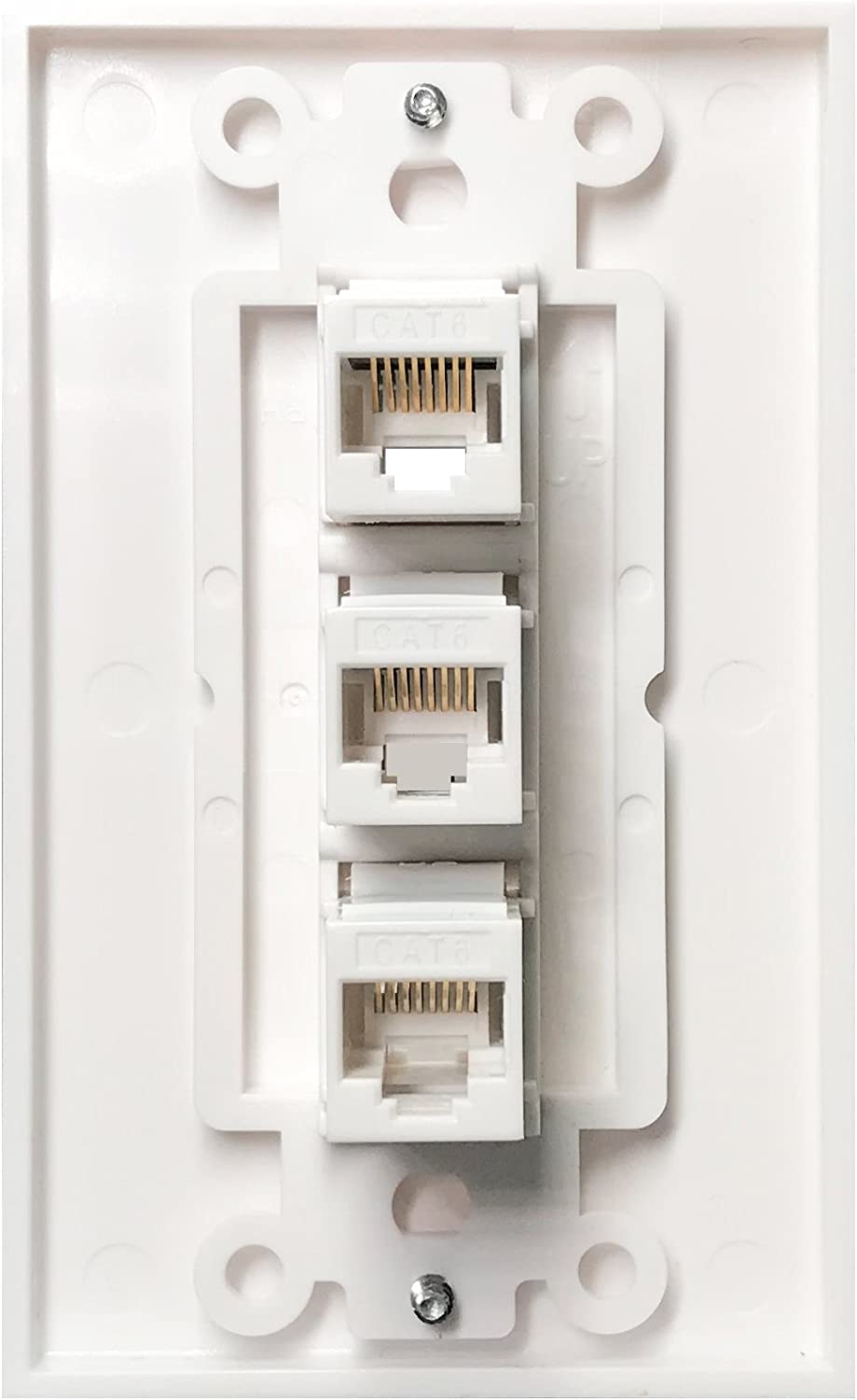 3 Port Cat6 Wall Plate, Female-Female White (3 Port) (1 pack) - Milena International Inc
