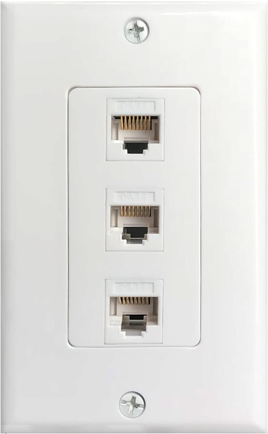 3 Port Cat6 Wall Plate, Female-Female White (3 Port) (1 pack) - Milena International Inc
