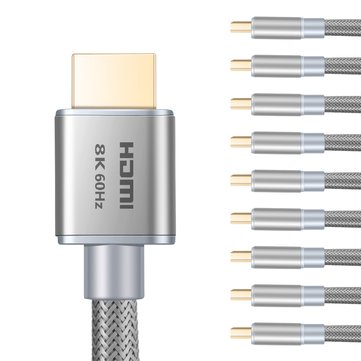 Ultra High Speed HDMI 2.1 Cable Dynamic HDR 1.8M (6ft) 8K (Gray) - Milena International Inc
