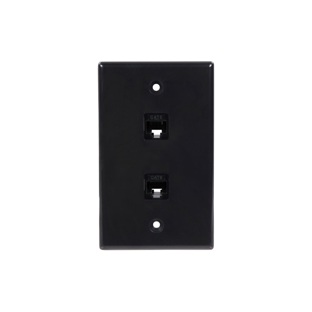 2 Port Cat6 Ethernet Wall Plate, Female-Female Black (1 Pack) (2 Port) - Milena International Inc