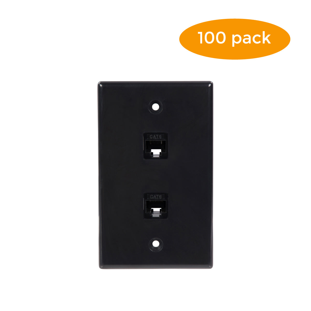 2 Port Cat6 Ethernet Wall Plate, Female-Female Black (1 Pack) (2 Port) - Milena International Inc