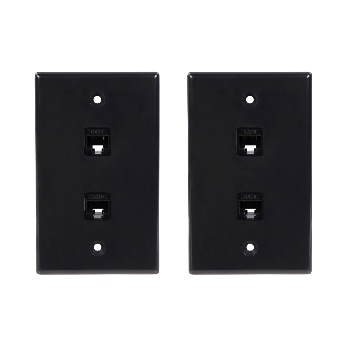 2 Port Cat6 Ethernet Wall Plate, Female-Female Black (1 Pack) (2 Port) - Milena International Inc