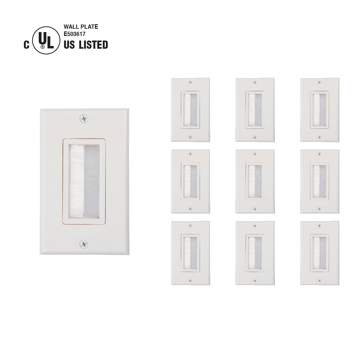Brush Wall Plate [UL Listed] (White) - Milena International Inc
