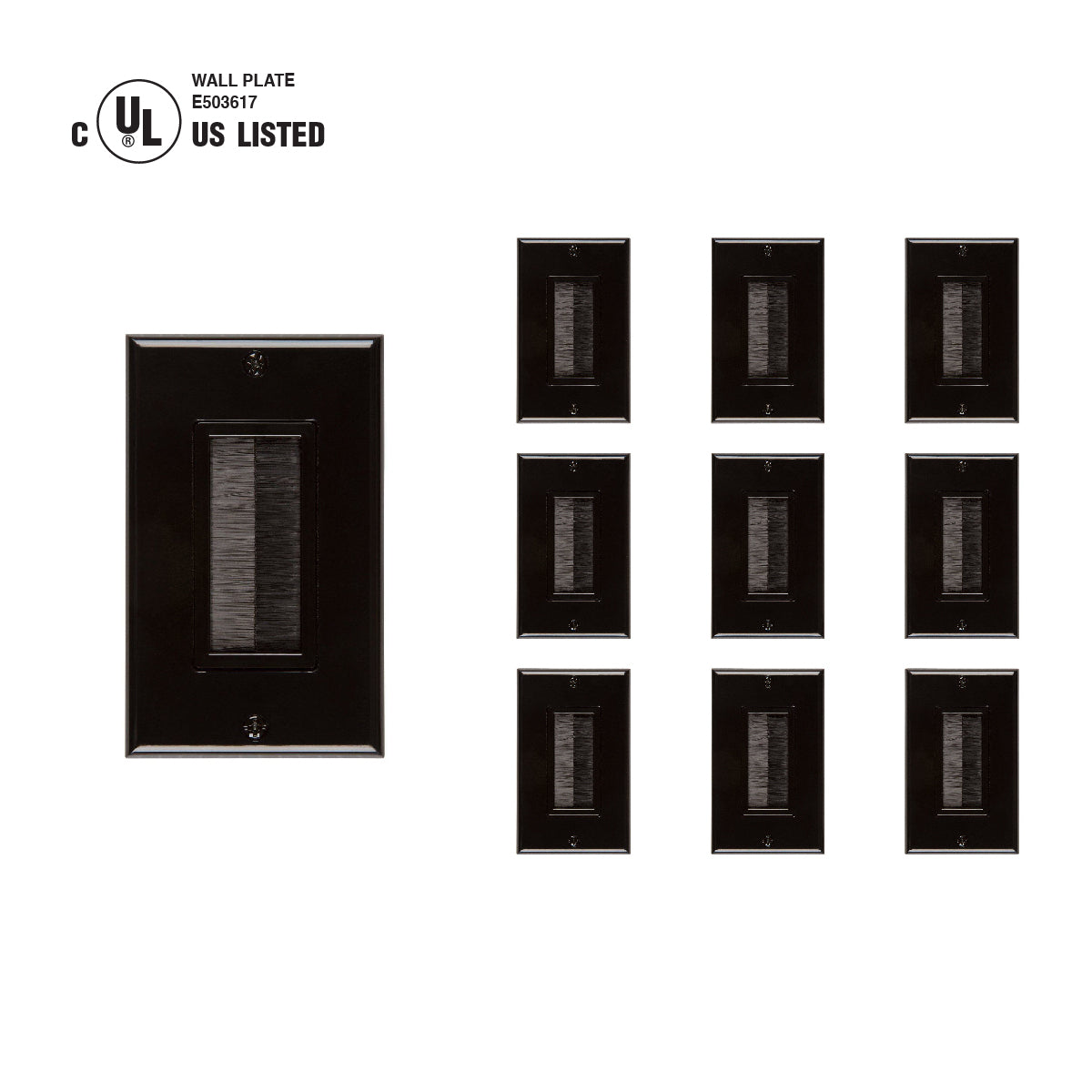 Brush Wall Plate [UL Listed] (Black) - Milena International Inc