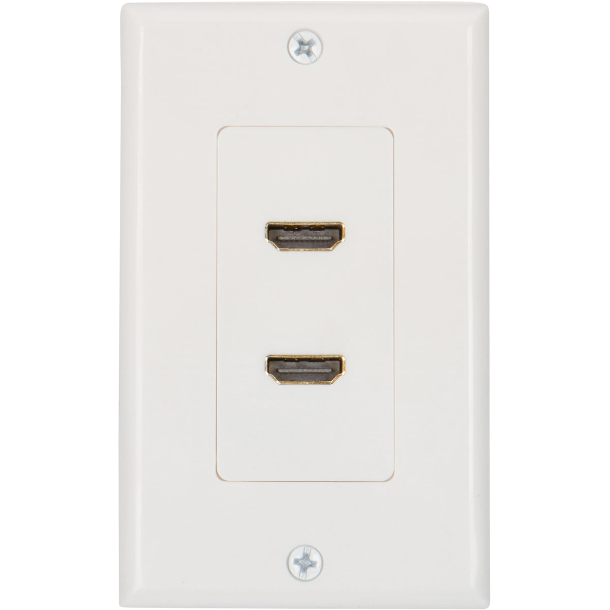 HDMI Wall Plate [UL Listed] (2 Port) Insert with 6-Inch Built-In Flexible Hi-Speed HDMI Cable (White) - Milena International Inc