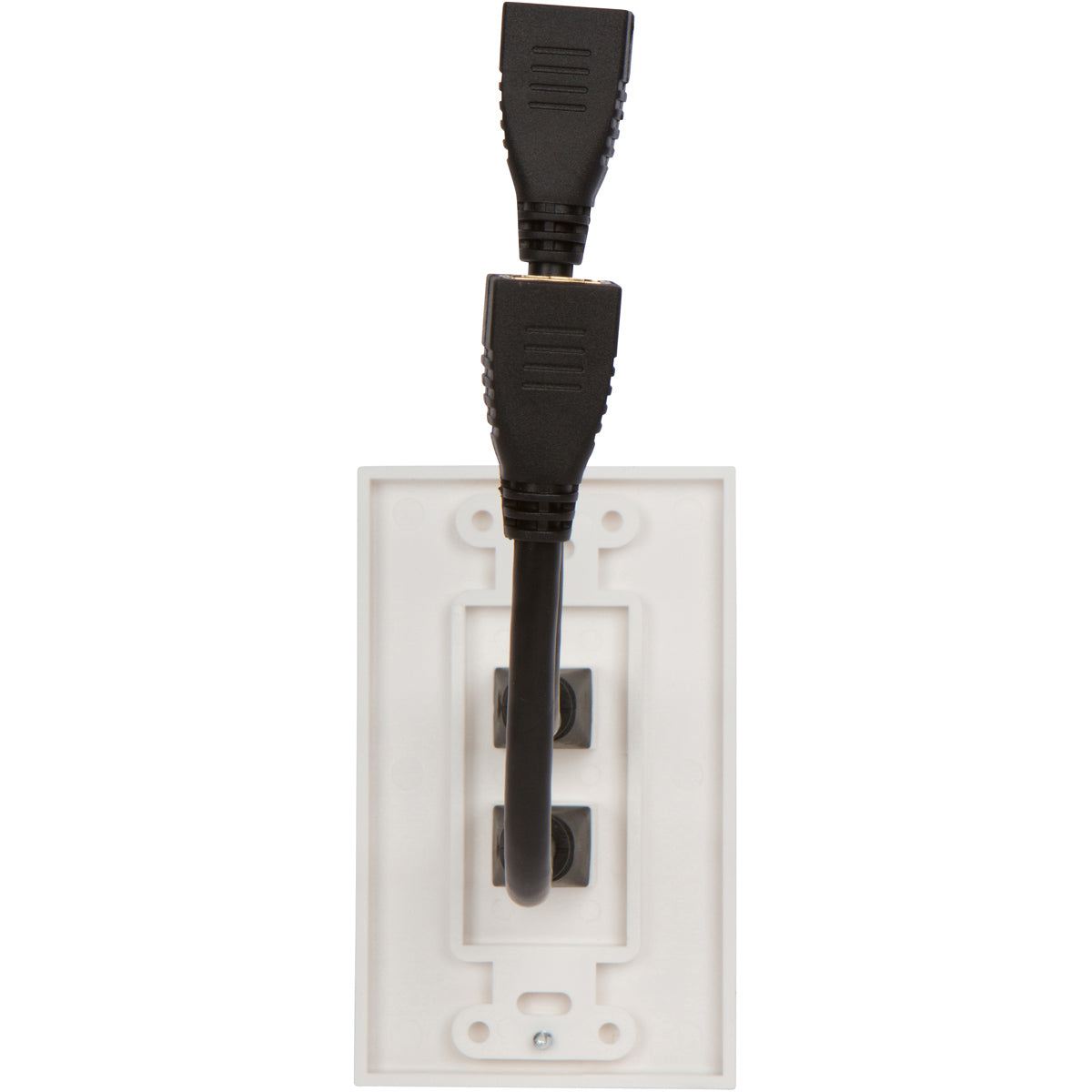 HDMI Wall Plate [UL Listed] (2 Port) Insert with 6-Inch Built-In Flexible Hi-Speed HDMI Cable (White) - Milena International Inc