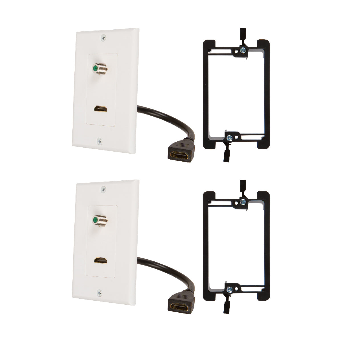 Buyer’s Point HDMI Pigtail 3GHz Coax Wall Plate with Single Gang Low Voltage Mounting Bracket Device - Milena International Inc
