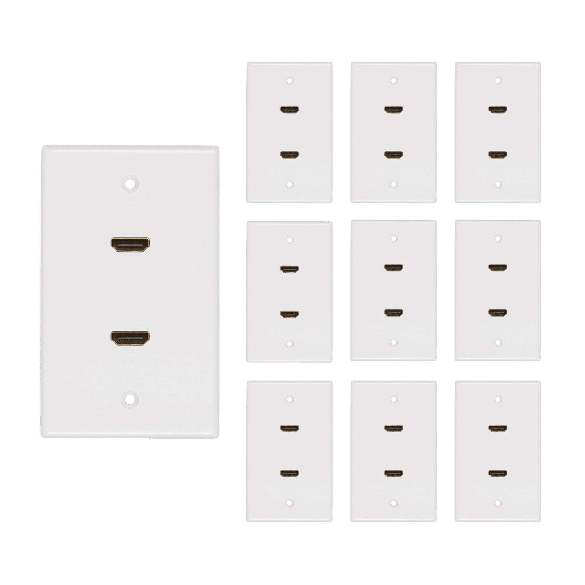 2 Port HDMI Wall Plate [UL Listed] Insert Built-in Hi-Speed HDMI Cable with Ethernet- Decora Style Jack/Plug for Outlet Port (White 2 Port) - Milena International Inc