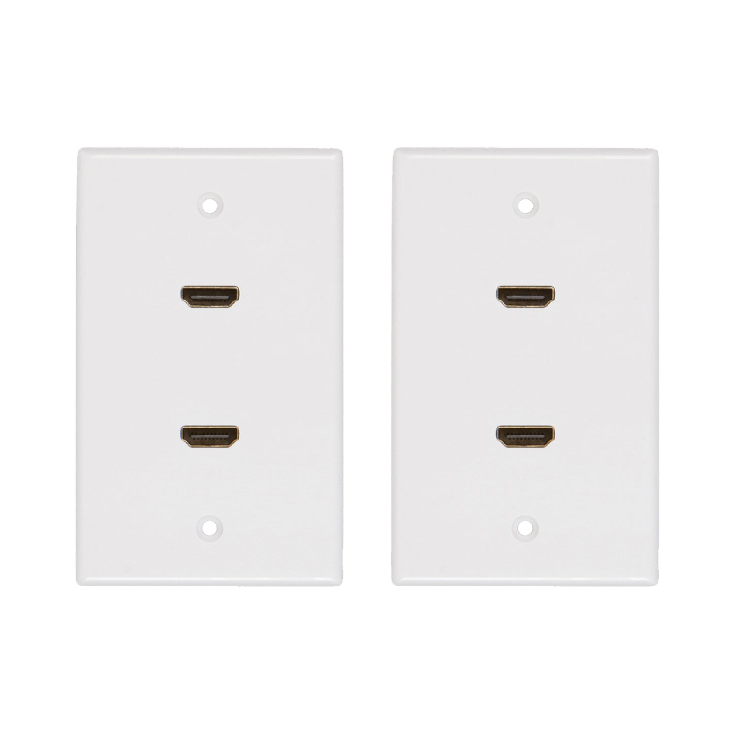 2 Port HDMI Wall Plate [UL Listed] Insert Built-in Hi-Speed HDMI Cable with Ethernet- Decora Style Jack/Plug for Outlet Port (White 2 Port) - Milena International Inc