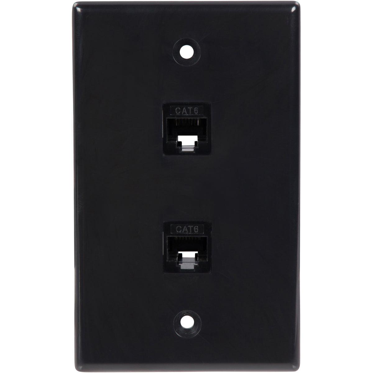 2 Port Cat6 Ethernet Wall Plate, Female-Female Black (1 Pack) (2 Port) - Milena International Inc