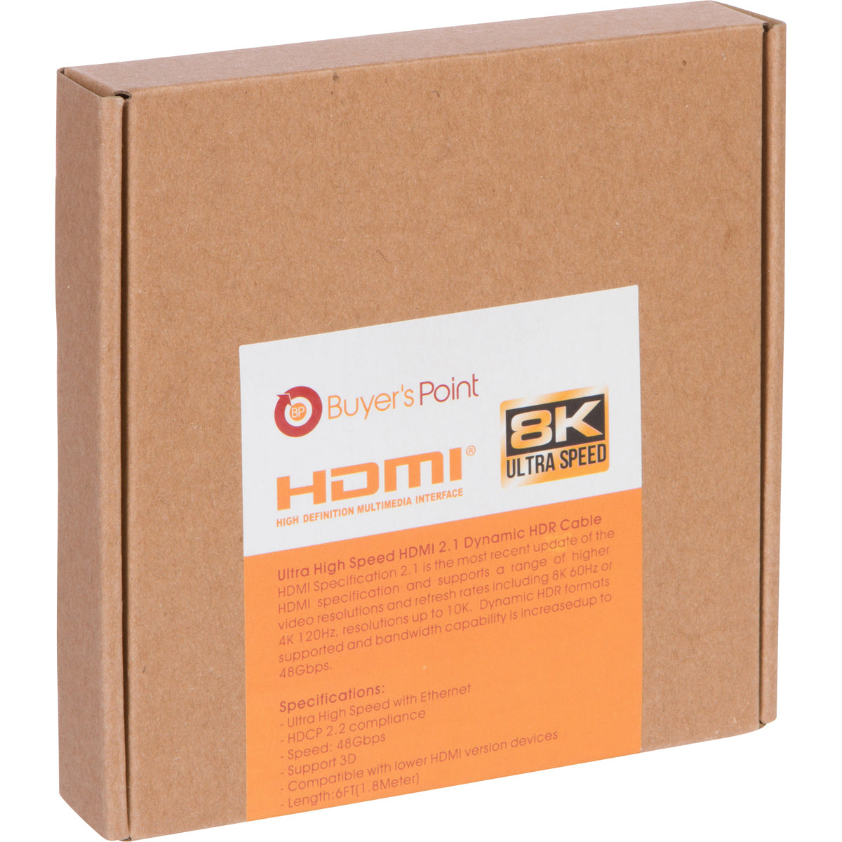Ultra High Speed HDMI 2.1 Cable Dynamic HDR 1.8M (6ft) 8K (Black) - Milena International Inc