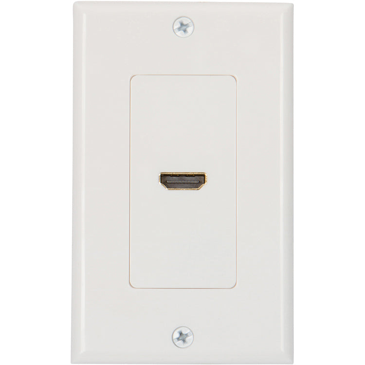 HDMI Wall Plate [UL Listed] with 6-Inch Pigtail (White) - Milena International Inc