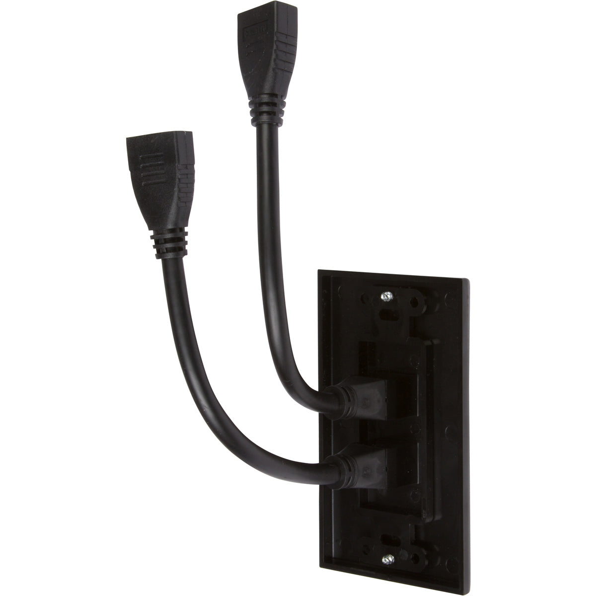 HDMI Wall Plate [UL Listed] (2 Port) Insert with 6-Inch Built-In Flexible Hi-Speed HDMI Cable (Black) - Milena International Inc
