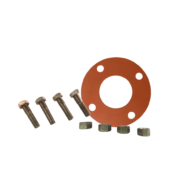 Gasket Flange Pack w/ Red Rubber Full Face Gaskets 1/8" And Zinc Plated Hardware - Milena International Inc